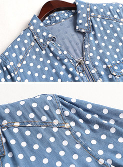 Polka Dot Half-zip Drawcord Skater Dress