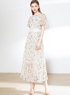 Chiffon Floral Empire Waist Maxi Dress