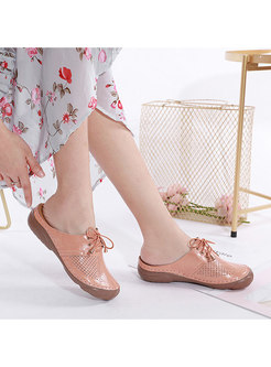 Closed Toe Lace-up Wedge Heel Slippers