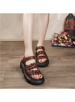 Genuine Leather Breathable Platform Sandals