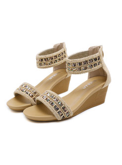 Bohemia Wedge Heel Sequin Sandals