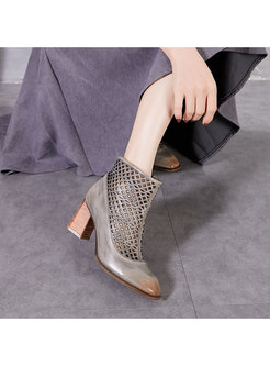 Chunky Heel Openwork Summer Ankle Boots