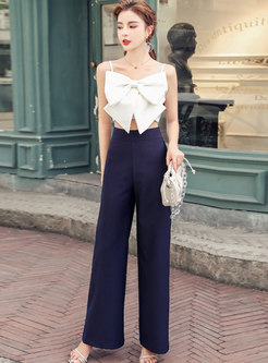 White Bowknot Camisole & High Waisted Palazzo Pants