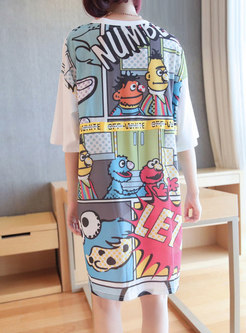 Print Pullover Irregular T-shirt Dress