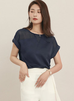 Solid Color Pullover Loose Chiffon Blouse