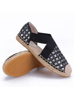 Round Toe Openwork Flat Lace Shoes