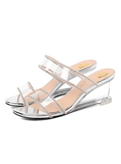 Round Toe Transparent Wedge Slippers