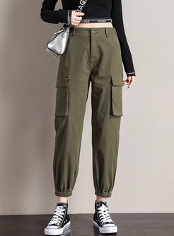 High Waisted Casual Loose Cargo Pants