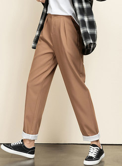 Casual High Waisted Straight Long Work Pants