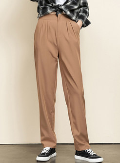 Casual High Waisted Straight Long Work Pants