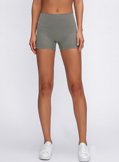 High Waisted Pure Color Tight Sport Shorts