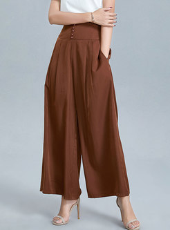 High Waisted Wide Leg Pants With Buttons