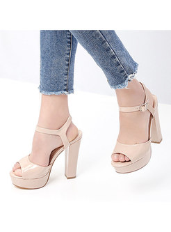 Fashion Platform Buckle Chunky Heel Sandals