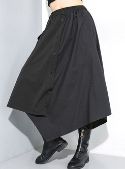 High Waisted Asymmetric High-low Skirt