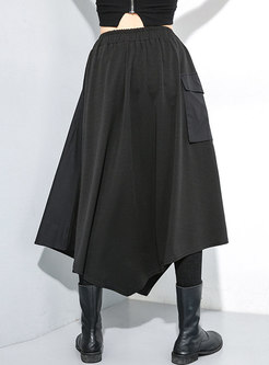 High Waisted Asymmetric High-low Skirt