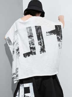 Pullover Letter Print Half Sleeve Loose T-shirt