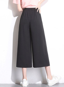 Elastic High Waisted Cropped Palazzo Pants