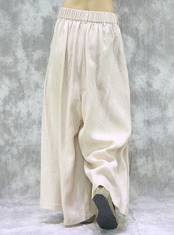 Solid Color High Waisted Linen Palazzo Pants