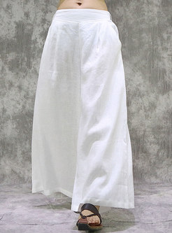 Solid Color High Waisted Linen Palazzo Pants