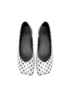 Square Toe Polka Dot Patchwork Chunky Heel Shoes
