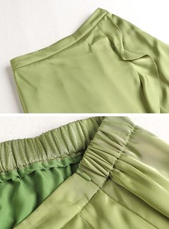 Half Sleeve Print Chiffon Blouse & Slim Peplum Skirt