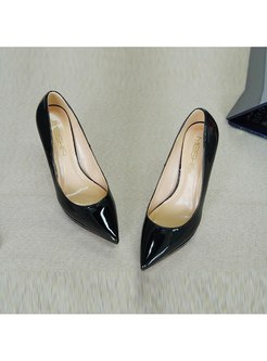 Pointed Toe Thin Heel Patent Leather Pumps
