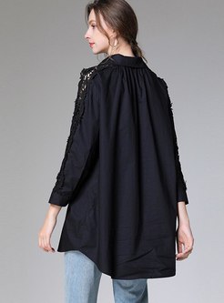Plus Size Single-breasted Long Blouse