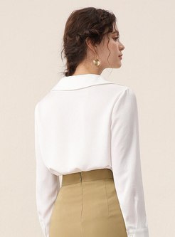 White Pullover Chiffon Office Blouse