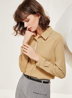 Long Sleeve Striped Single-breasted Shirt