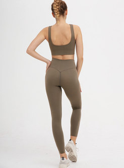 Scoop Neck Yoga Fitness Seamless Tight Tracksuit