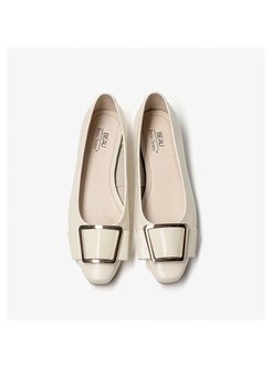 Leather Buckle Slow-cut All-matched Flats