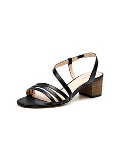 Rounded Toe Chunky Heel Roman Sandals
