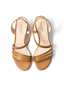 Rounded Toe Chunky Heel Roman Sandals