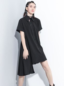 Plus Size Loose Asymmetric Shirt Dress