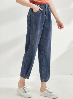 High Waisted Loose Cropped Tapered Pants