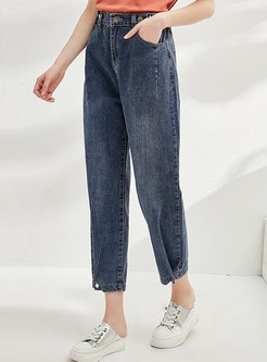 High Waisted Loose Cropped Tapered Pants