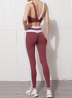Color Block Backless Sports Bra & Tight Yoga Pants