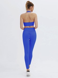 Halter Neck Backless Tight Sports Tracksuit