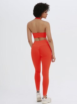Halter Neck Backless Tight Sports Tracksuit