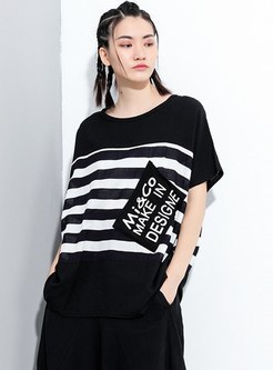 Plus Size Pullover Striped T-shirt