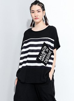 Plus Size Pullover Striped T-shirt