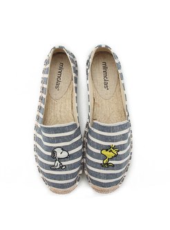 Animal Embroidered Striped Flat Espadrilles