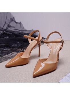 Pointed Toe Patent Leather High Heel Sandals