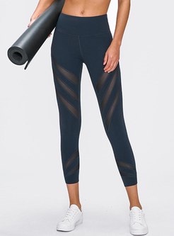 Mesh Patchwork Tight Yoga Cropped Pants