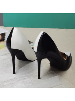 Color-blocked Pointed Toe Low-fronted Pumps