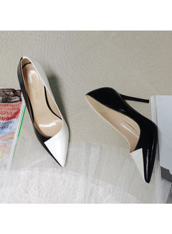 Color-blocked Pointed Toe Low-fronted Pumps
