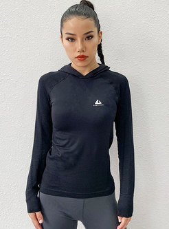 Hooded Long Sleeve Tight Sports Top
