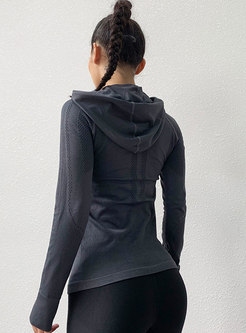 Hooded Long Sleeve Tight Sports Top