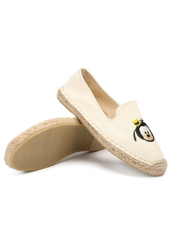 Rounded Toe Cartoon Embroidered Espadrilles