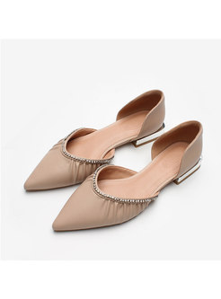 Pointed Toe Rhinestone Low-fronted Flats